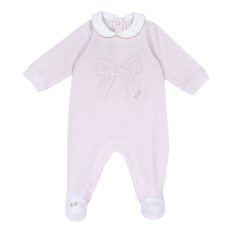 Φορμάκι βελουτέ CHICCO σε ροζ χρώμα με ανάγλυφο τύπωμα φιόγκου.