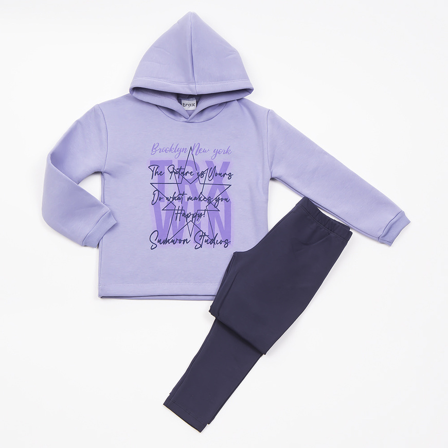 Σετ κολάν TRAX με κουκούλα, σε λιλά χρώμα.