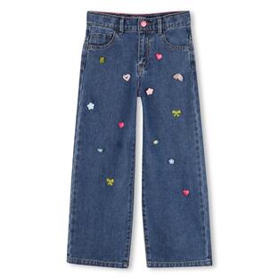BILLIEBLUSH jeans in blue with 3D embroidered designs.