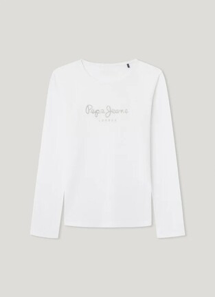 PEPE JEANS blouse in white color with glitter.