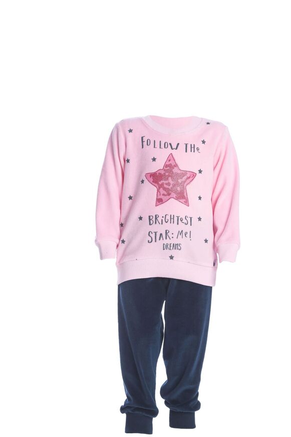 DREAMS velor pajamas in pink with glitter.