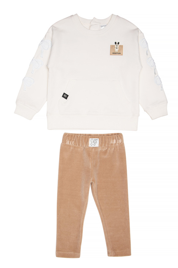 Σετ κολάν SPRINT με στρογγυλή λαιμόκοψη σε εκρού-μπεζ χρώμα.