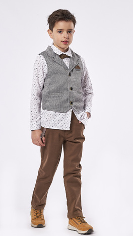 Set of 3 pcs. HASHTAG, bow tie shirt, vest and fabric pants.