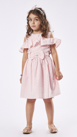Φόρεμα αμάνικο ΕΒΙΤΑ σε χρώμα ροζ με ανάγλυφο σχέδιο.