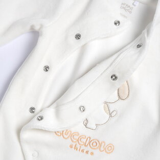 CHICCO velor bodysuit in off-white color.