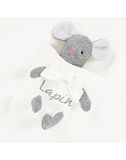 LAPIN HOUSE bodysuit in off-white color with a decorative stuffed mouse.
