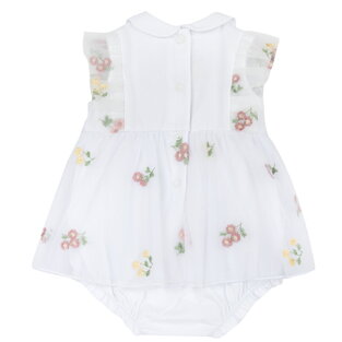 CHICCO bodysuit in white with outer tulle lining.