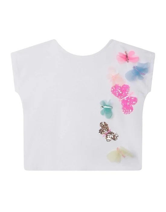 Short BILLIEBLUSH blouse in white color with butterflies.