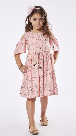 EBITA dress in pink color with opening on the shoulders.