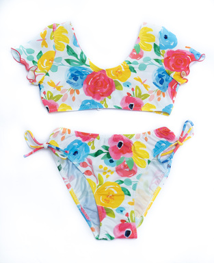 TORTUE bikini swimsuit in white color with flower print.