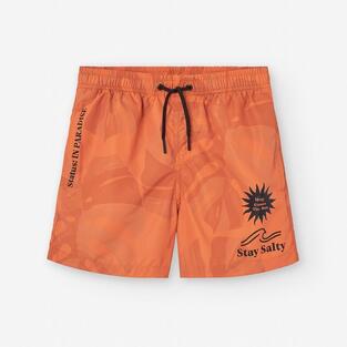 LOSAN bermuda swimsuit with natural print in orange color.