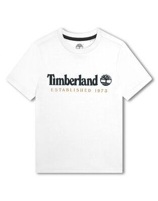 TIMBERLAND blouse in white color with logo print.