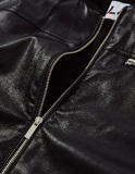 Μπουφάν δερμάτινο LOSAN σε χρώμα μαύρο με μάο λαιμόκοψη.