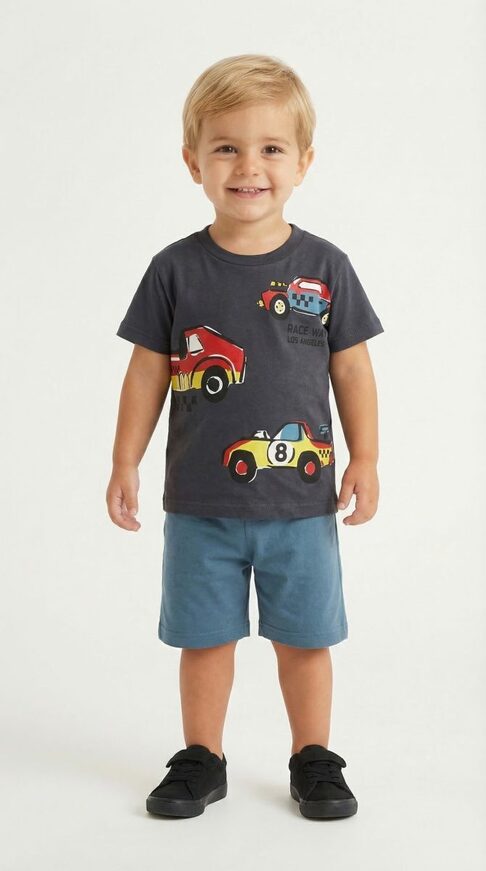 Σετ σορτς TRAX σε χρώμα ανθρακί με μπλε ραφ.