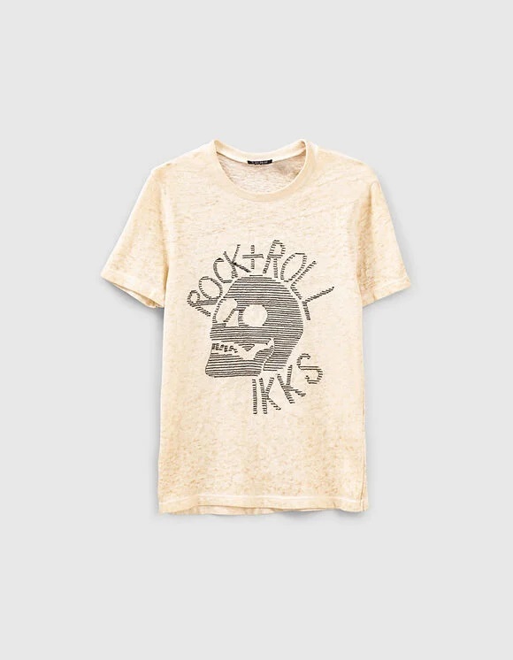 IKKS blouse in beige color with skull.
