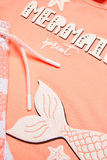 SPRINT shorts set in bright orange color with embossed mermaid print.