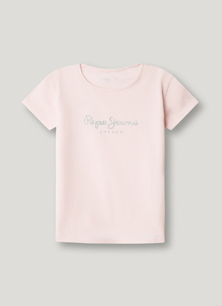 PEPE JEANS blouse in light pink with glitter.