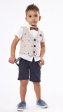 Set of 3 pcs. HASHTAG, vest, bow tie shirt and bermuda shorts with suspenders.