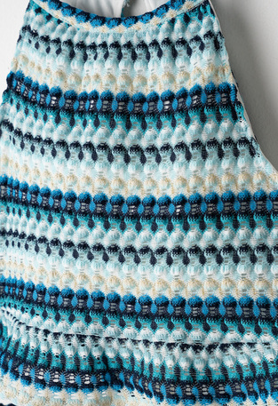 EVITA striped shorts set in sky-blue shades.