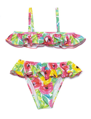 TORTUE bikini swimsuit in white color with floral print.