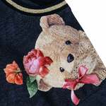 Φόρεμα φούτερ LAPIN HOUSE σε μπλε σκούρο χρώμα με τύπωμα αρκουδάκια και πλεκτή όψη.