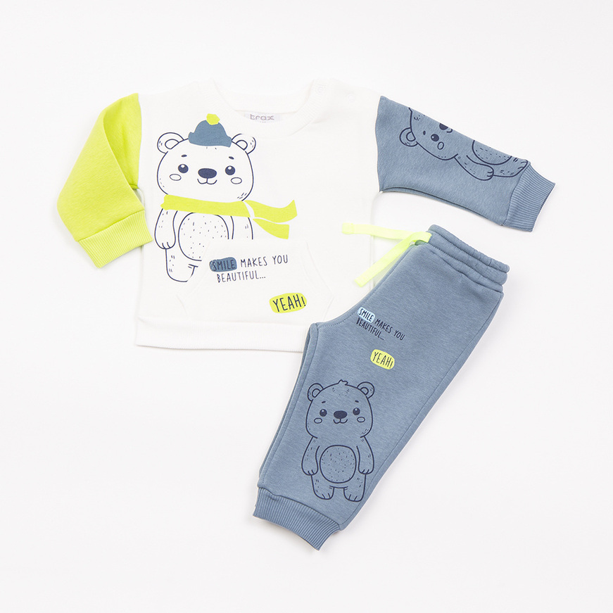 Σετ φόρμας TRAX σε εκρού-πετρόλ χρώμα.