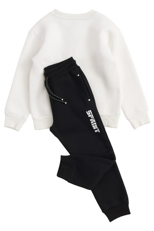 SPRINT tracksuit set in off-white color with embossed basketball player design.