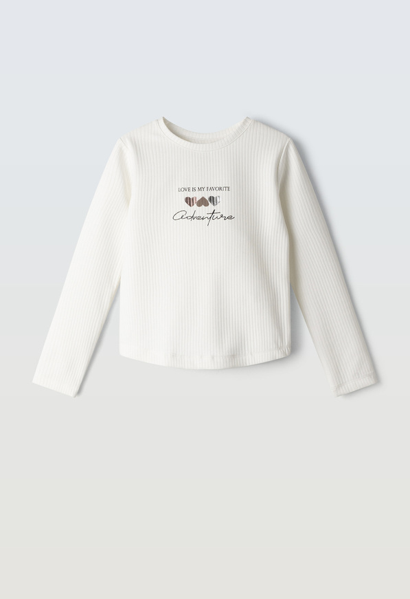 Μπλούζα βαμβακερή ριπ ΕΒΙΤΑ σε λευκό χρώμα.