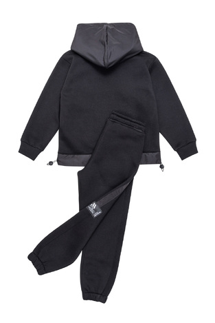 SPRINT tracksuit set with waterproof hood in black.