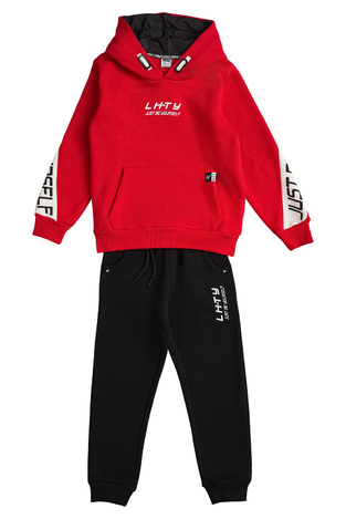 SPRINT tracksuit set in red color with "JUST BE YOURSELF" logo.