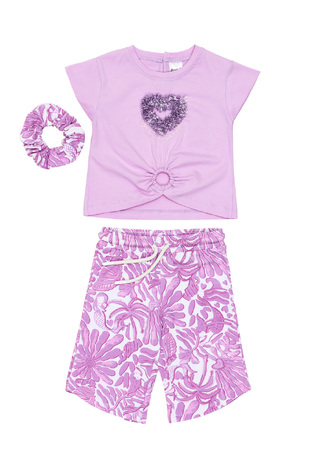 SPRINT pants set in lilac color with white and matching hair elastic.
