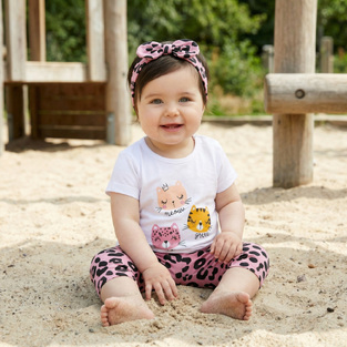 Σετ κολάν TRAX σε χρώμα λευκό με ροζ και ασορτί κορδέλα.