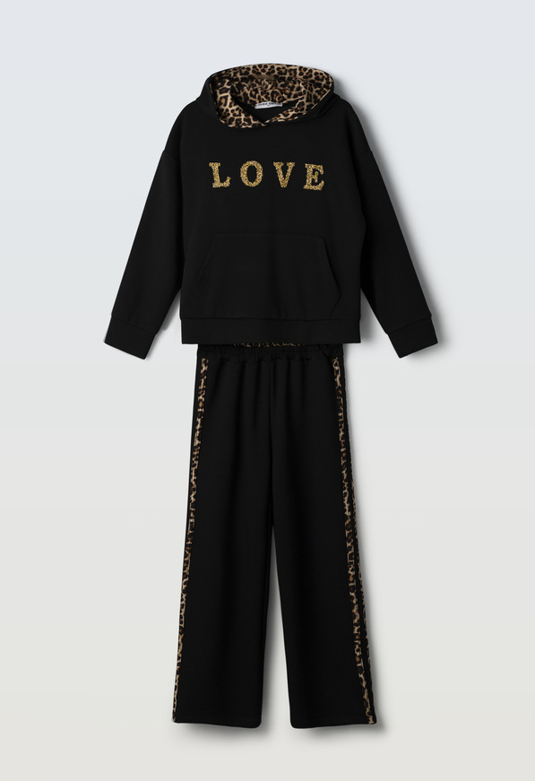 Σετ φόρμα φούτερ με κουκούλα Εbita σε μαύρο χρώμα.