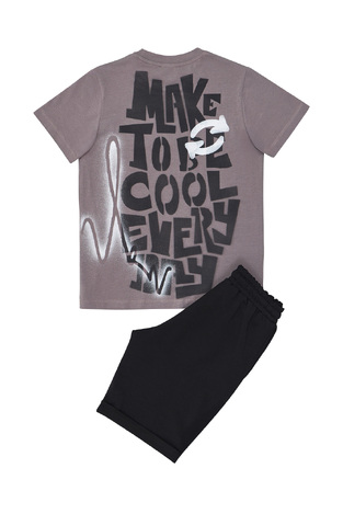 Σετ  μπλούζα με βερμούδα Sprint, σε γκρι με μαύρο χρώμα.