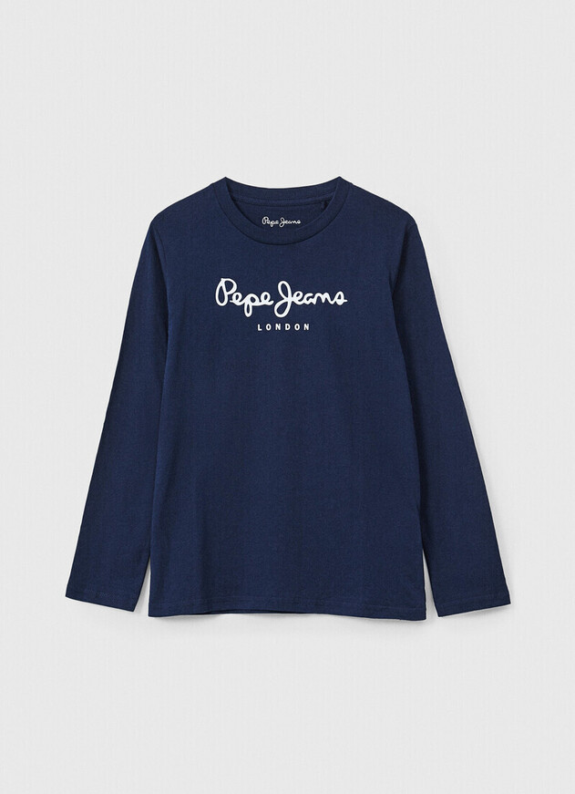 PEPE JEANS blouse in blue color with logo print.