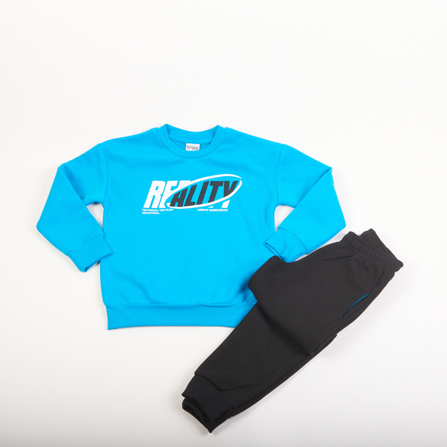 Σετ φόρμας TRAX με λαιμόκοψη σε τιρκουάζ με μαύρο χρώμα.