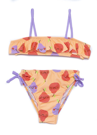 TORTUE bikini swimsuit in orange color with fruit print.