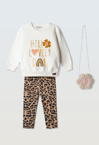 Σετ κολάν ΕΒITΑ σε χρώμα λευκό με animal print.