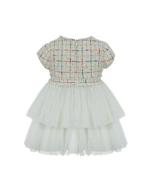 LAPIN HOUSE dress in off-white color with tulle trim.