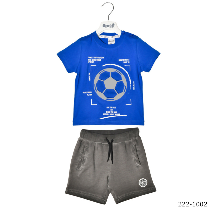 Set of SPRINT shorts, blue roux blouse and shorts with elastic waist.