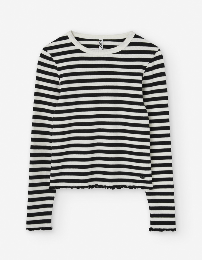 Μπλούζα ριπ LOSAN σε λευκό και μαύρο χρώμα με ριγέ σχέδιο.