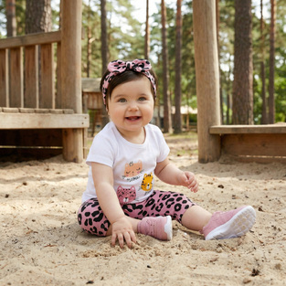 Σετ κολάν TRAX σε χρώμα λευκό με ροζ και ασορτί κορδέλα.