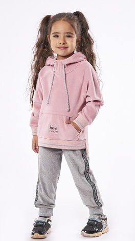 EBITA velor jumpsuit set in pink with glitter details.