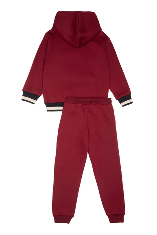 SPRINT suit set with built-in waterproof hood in burgundy color.
