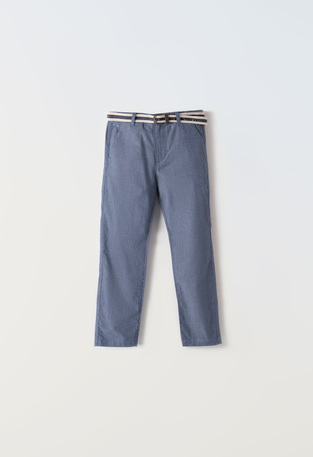 HASHTAG blue linen pants with belt.