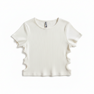 LOSAN ribbed top in ecru color.