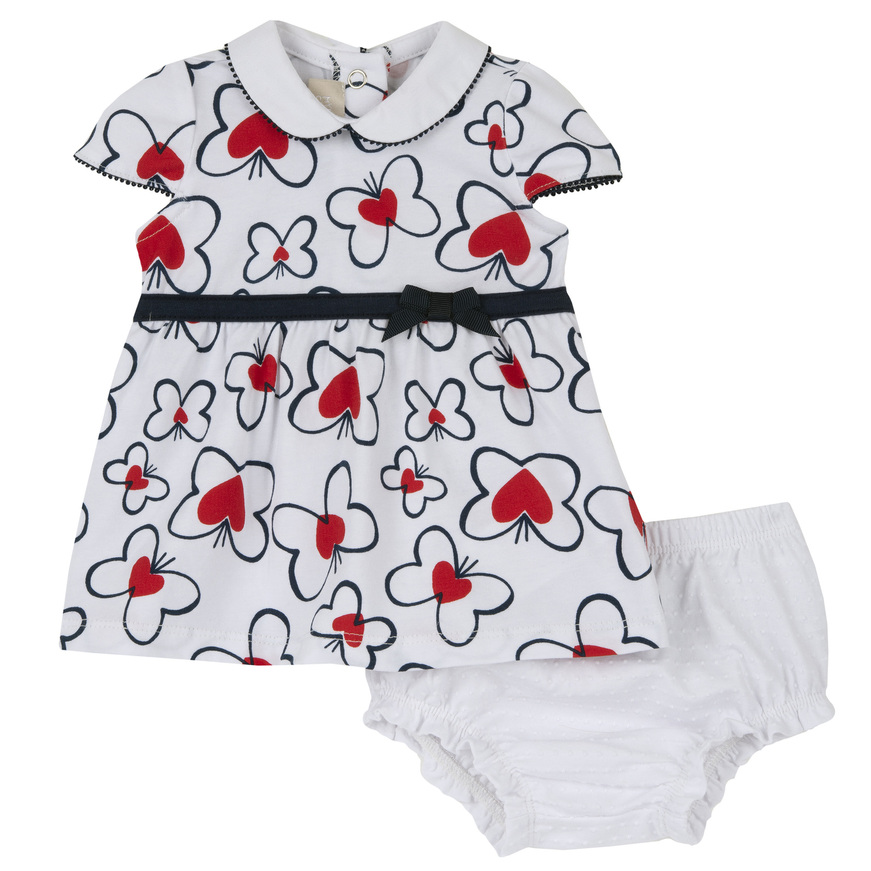 CHICCO dress in white color with butterfly print and underwear.