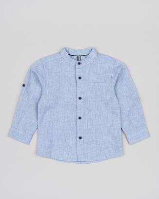 Λινό πουκάμισο LOSAN σε σιέλ χρώμα.