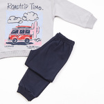 Seasonal TRAX tracksuit set in gray with "ROADTRIP TIME" logo.