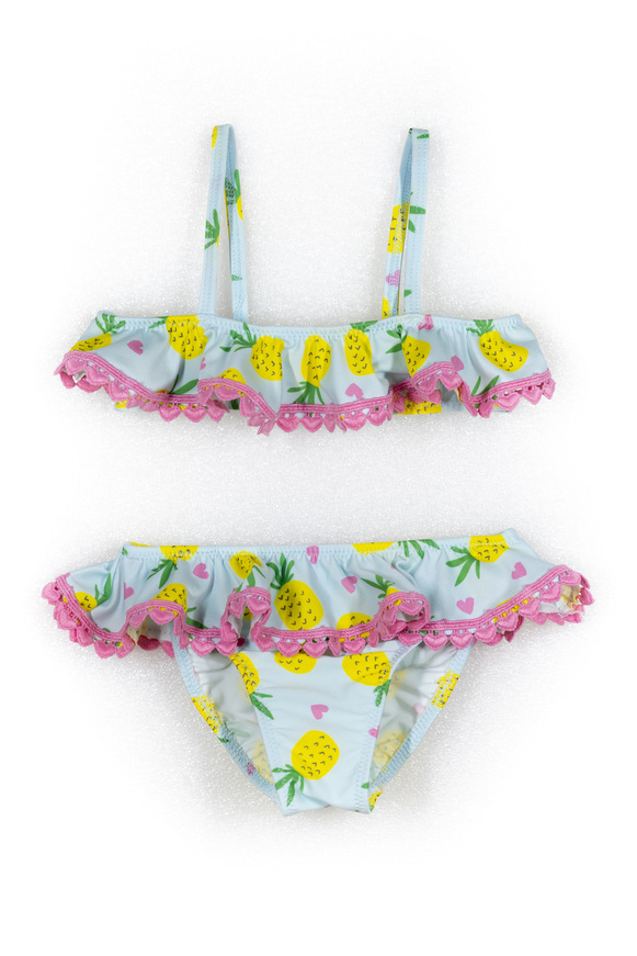 TORTUE bikini swimsuit in verman color with pineapple print.